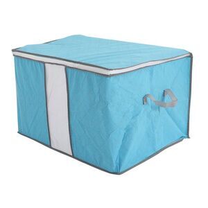Home Foldable Zippered Dustproof Quilt Clothes Storage Bag Container Blue